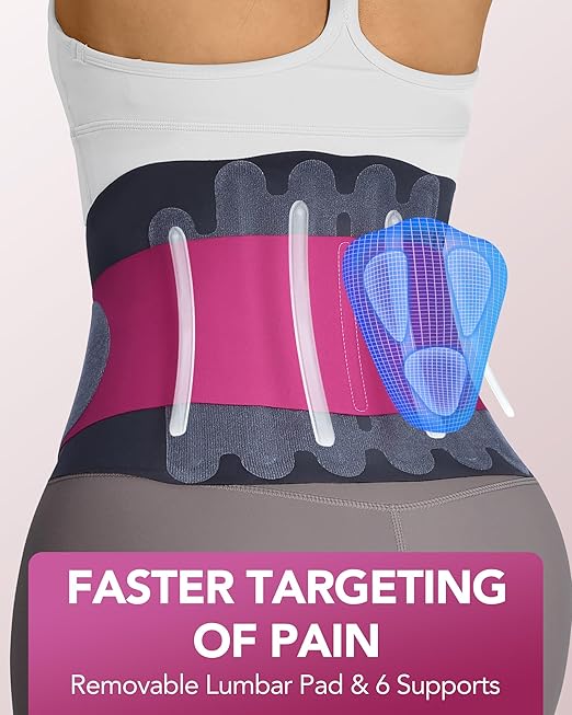 0.5mm Ultra Thin Back Brace with 3D Lumbar Pad, Seamless Yoga Fabric, Lightweight Back Brace for Lower Back Pain Women Men, Sciatica, Posture, Back Support Brace for Wearing Under Clothes