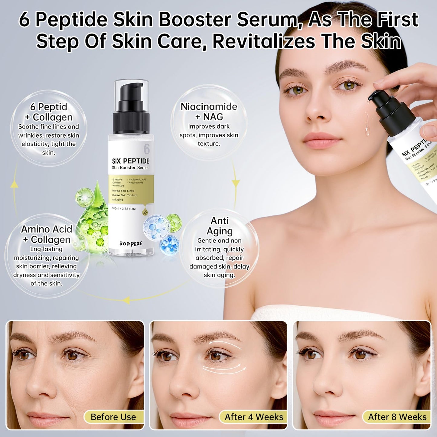 Advanced Skin Care Set With Snail 96 Mucin Power Essence, 6 Peptide Skin Booster Serum, Snail 92 Mucin Cream, 3 PCS Skin Care Gift Kit For Women, Travel Size, Anti Aging, Improve Fine Lines