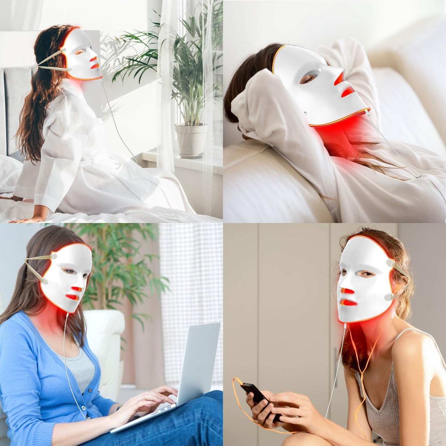 Aphrona FDA cleared LED Facial Skin Care Mask MOONLIGHT PRO 7 Color Treatment Photon Mask (White)