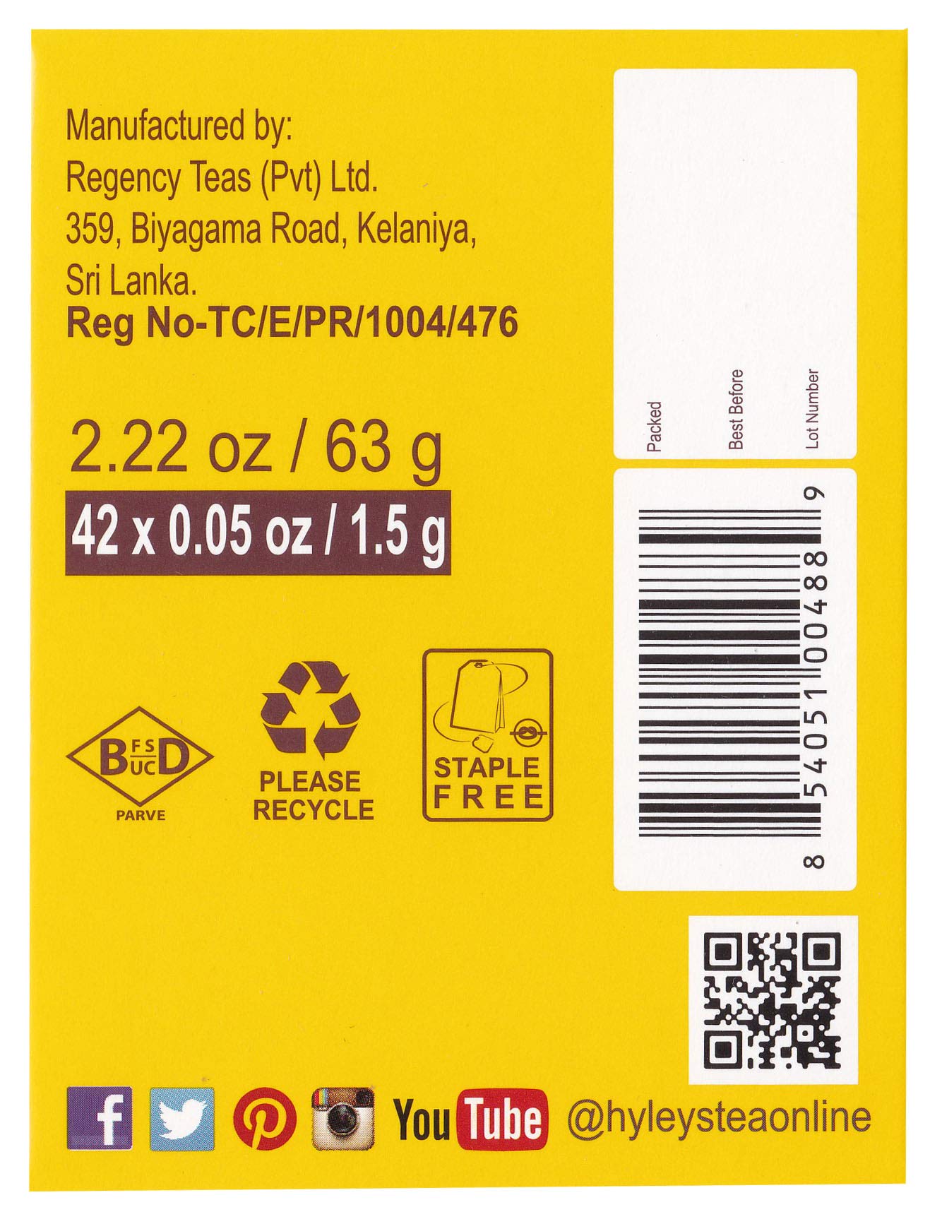 Hyleys Turmeric Tea - Assorted Flavors - 42 Tea Bags - Wellness Herbal Supplement