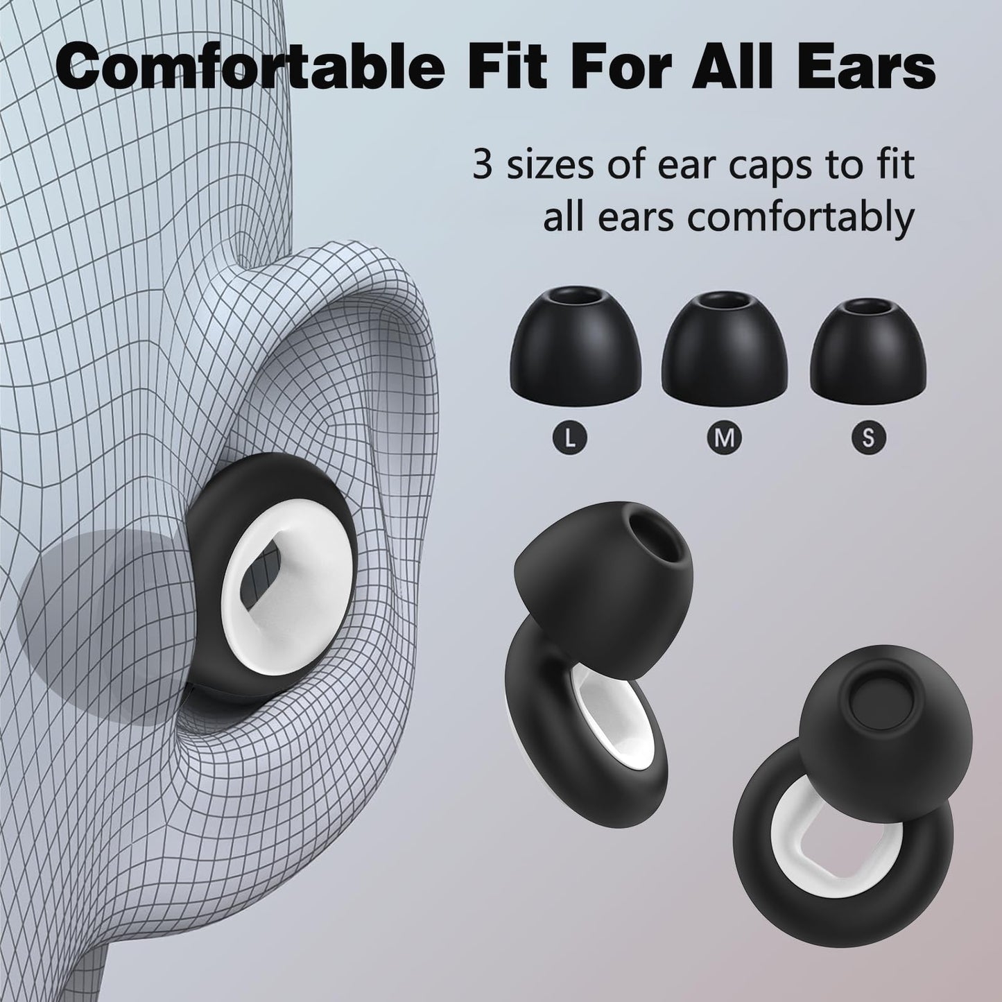 2 Pairs Nexavibe Noise Reduction Earplugs 33db for Sleeping,Concerts,Motorcycle,Focus Work & Travel - Reusable Silicone Ear Plugs for Adults with Portable Case – Includes 3 Sizes for All Ears