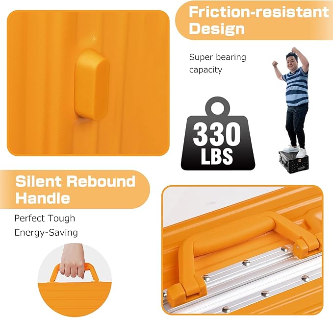 AnyZip Luggage Aluminium Frame Suitcase Hard Shell TSA Lock No Zipper 28In Orange