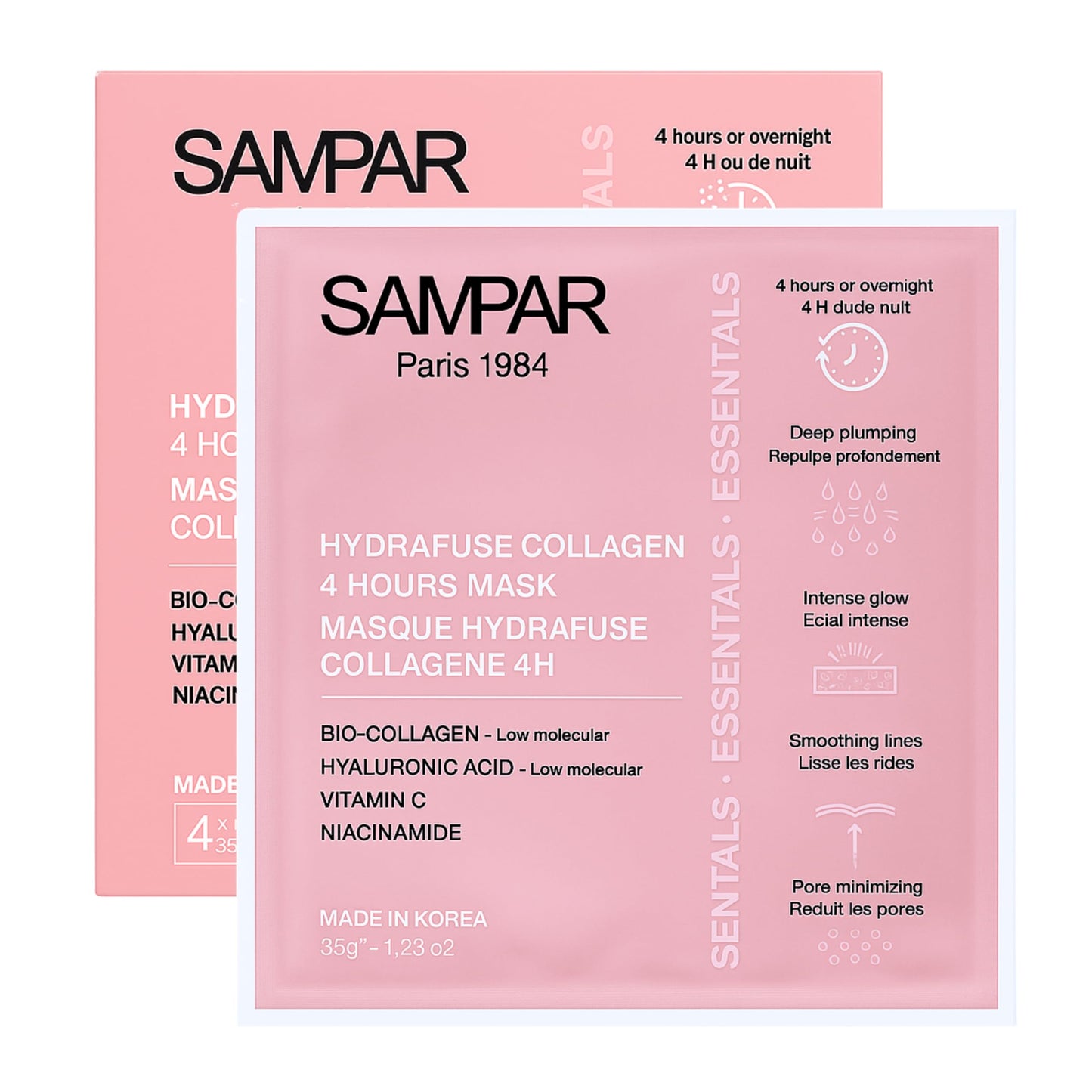 Sampar Hydrafuse Collagen 4 Hours or Overnight Mask – Korean Skincare for Radiant, Smooth Skin | Anti-Aging Face Mask with Ultra-Potent Collagen to Reduce Wrinkles, Tighten Pores & Boost Glow (4-Pack)