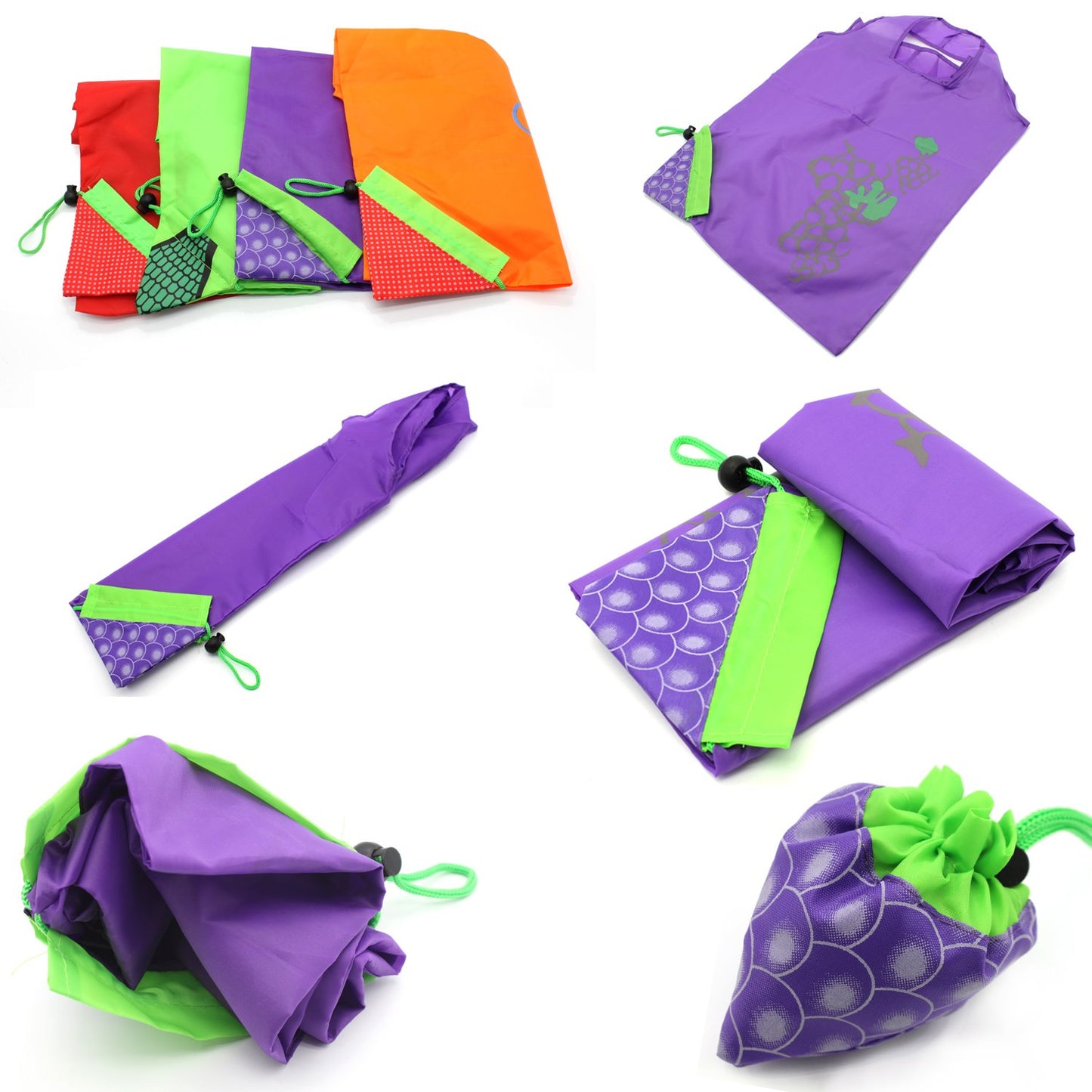 Dodkes 10PCS Fruits Reusable Grocery Shopping Tote Bags Folding Pouch Storage Convenient for Travel