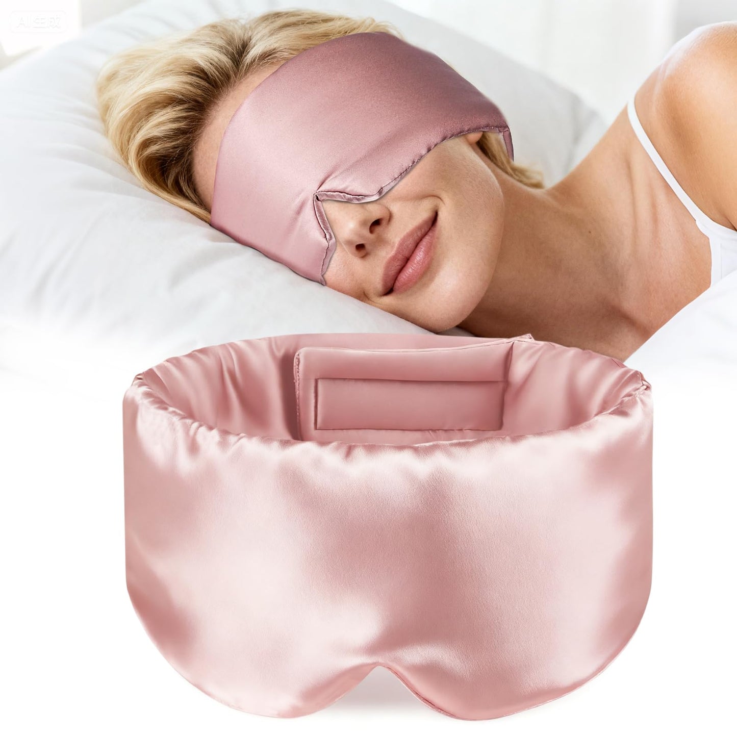 Mulberry Silk Sleep Mask for Men & Women - 100% Light Blocking Blackout Eye Mask for Side Sleepers, Adjustable Fit for All Heads, Soft Zero Pressure Comfort, Unisex Travel Eye Cover(Pink)
