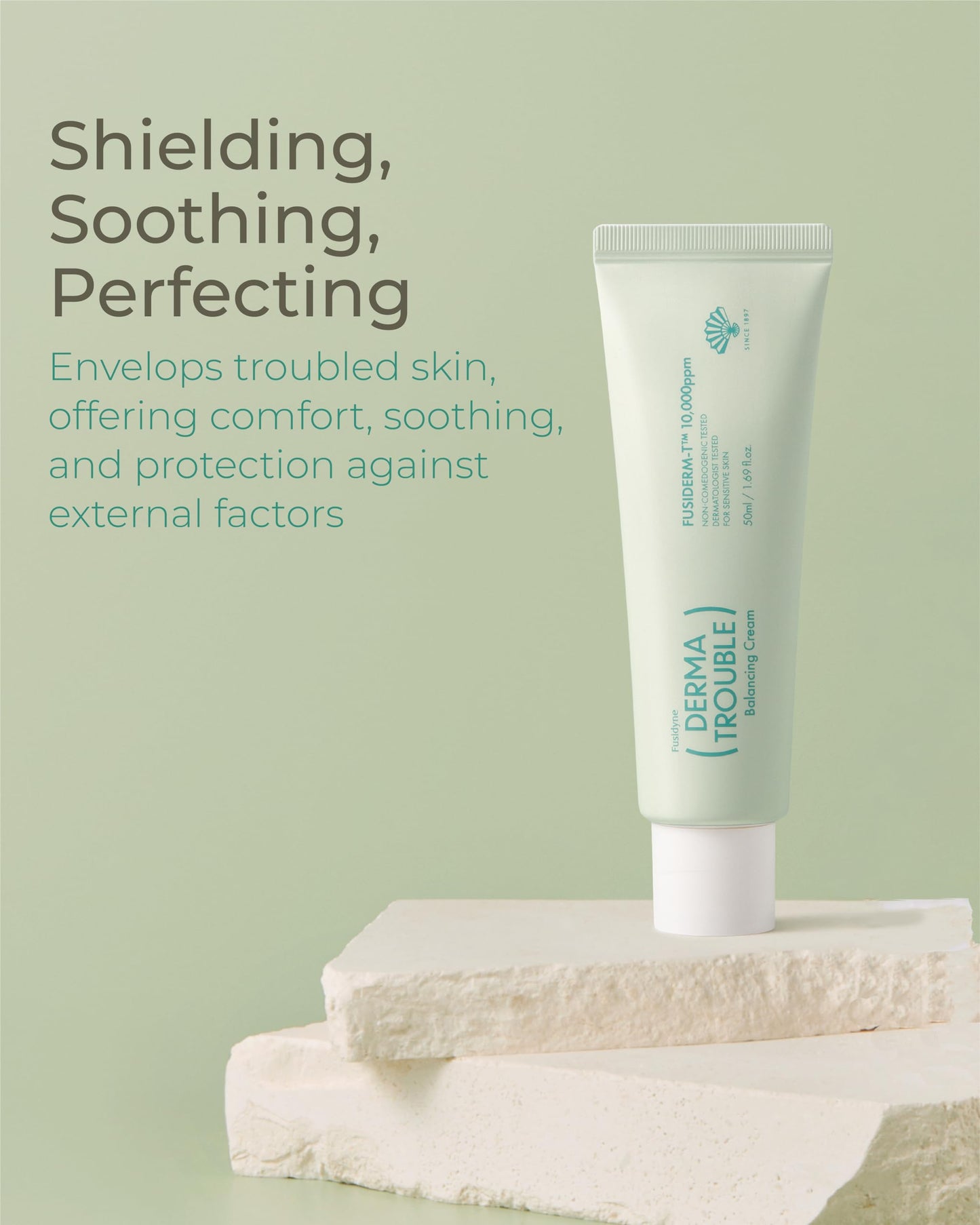 FUSIDYNE Derma Trouble Balancing Cream 1.7 fl oz | Skin Barrier & Oil Balancing Moisturizer for Sensitive, Blemish-Prone Skin | Korean Skincare with Fusiderm-T 10000ppm