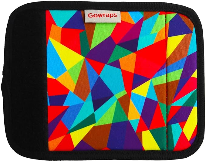 5 Pack Neoprene Luggage Handle Wraps for Suitcase Travel Luggage Tags/Identifiers/Marker/Grips (2.0 Version) (Geometry)