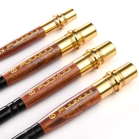 Fuumuui 4pcs Elegant Kolinsky Sable Watercolor Brushes - Travel Kit with Leather Pouch Perfect for Gouache Ink Painting