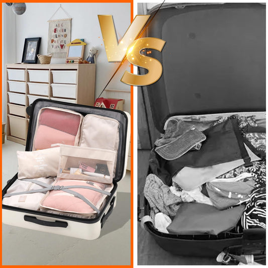 Packing Cubes Storage Bags 11 Pieces-Luggage Organizers Classify Store Clothing Efficiently for Travel Outdoor Home (Beige, 11 Pieces)