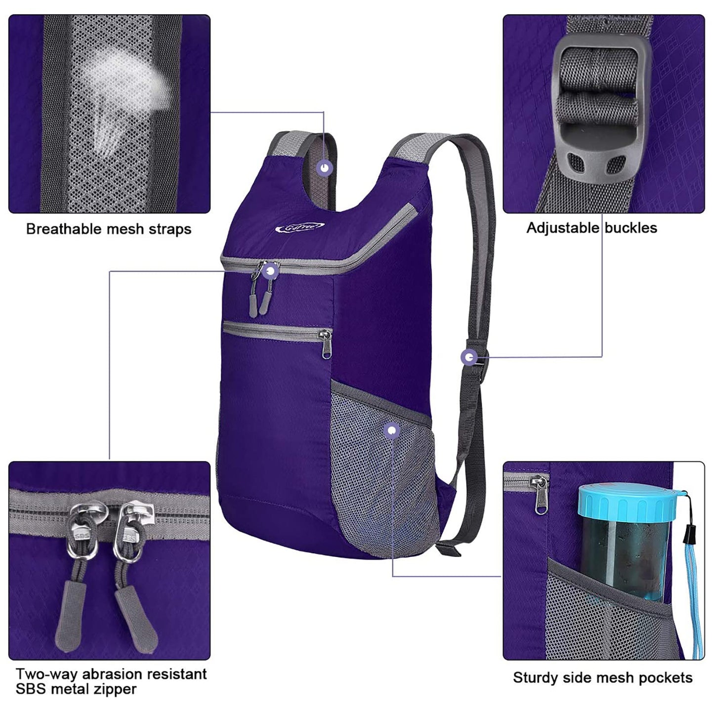 G4Free Lightweight Packable Hiking Backpack for Men Women Small Hiking Daypacks Foldable Shoulder Pack Casual Outdoor Bag 11L