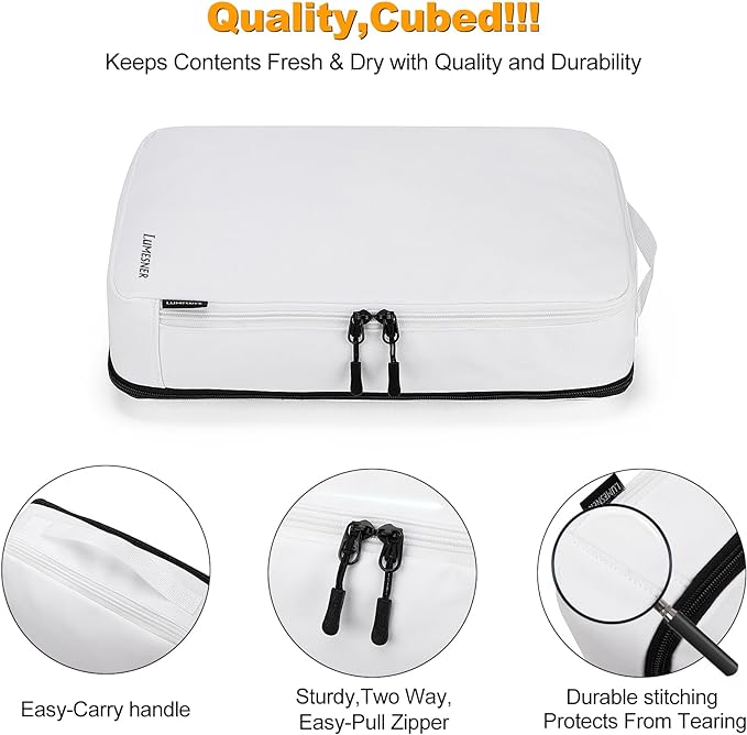 8 Set Compression Packing Cubes for Travel, Waterproof Luggage Organizers, Suitcase Organizer Set for Carry-On & Checked Baggage, Travel Accessories for Men & Women