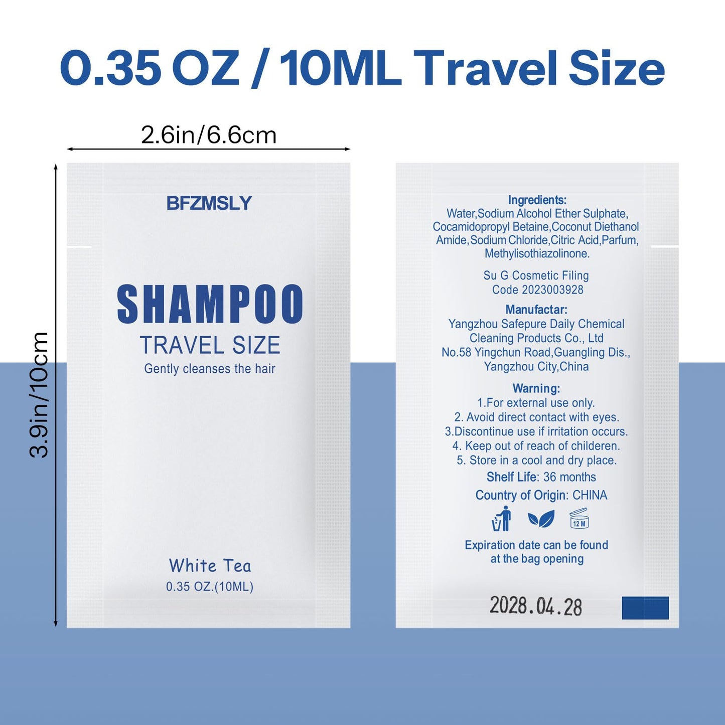 30 Sets Travel Size Toiletry Sets, Shampoo & Body Wash (0.35oz Each, 2-in-1 Toiletries Kit, White Tea Scent) – Individually Wrapped Hotel Amenity Packs for Guests, Airbnb, Vacation Rentals
