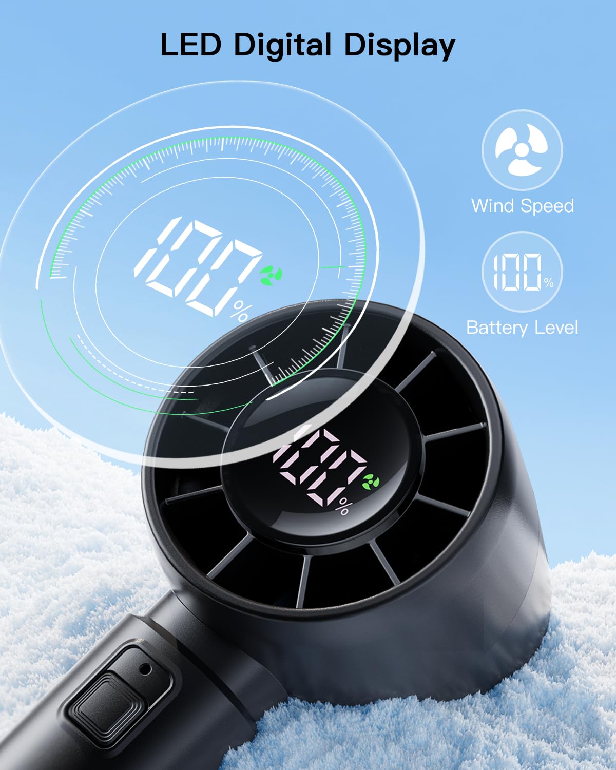 coldSky Portable Handheld Turbo Fan,5 Speeds High Speed Personal Fan With Digital Display,4000mAh Rechargeable Small Fans Max 12Hrs Cooling Fans For Outdoor, Travel Essentials