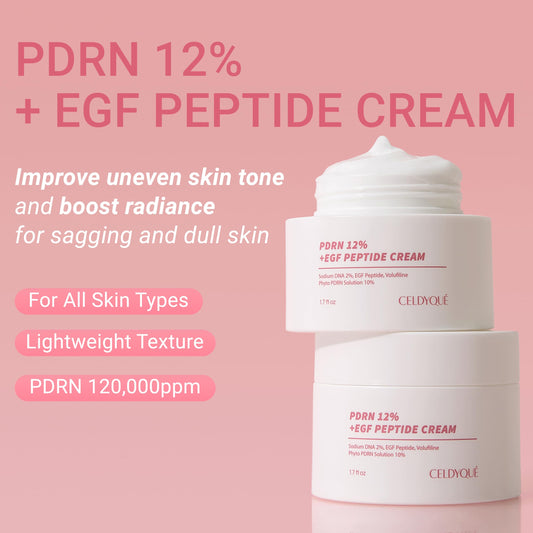 CELDYQUE PDRN 120,000 ppm EGF Peptide Cream – Volufiline & Salmon DNA + 12% Phyto PDRN – Post Microneedling Aftercare Anti-Aging Face Cream w/Niacinamide & Hyaluronic Acid 1.7 oz