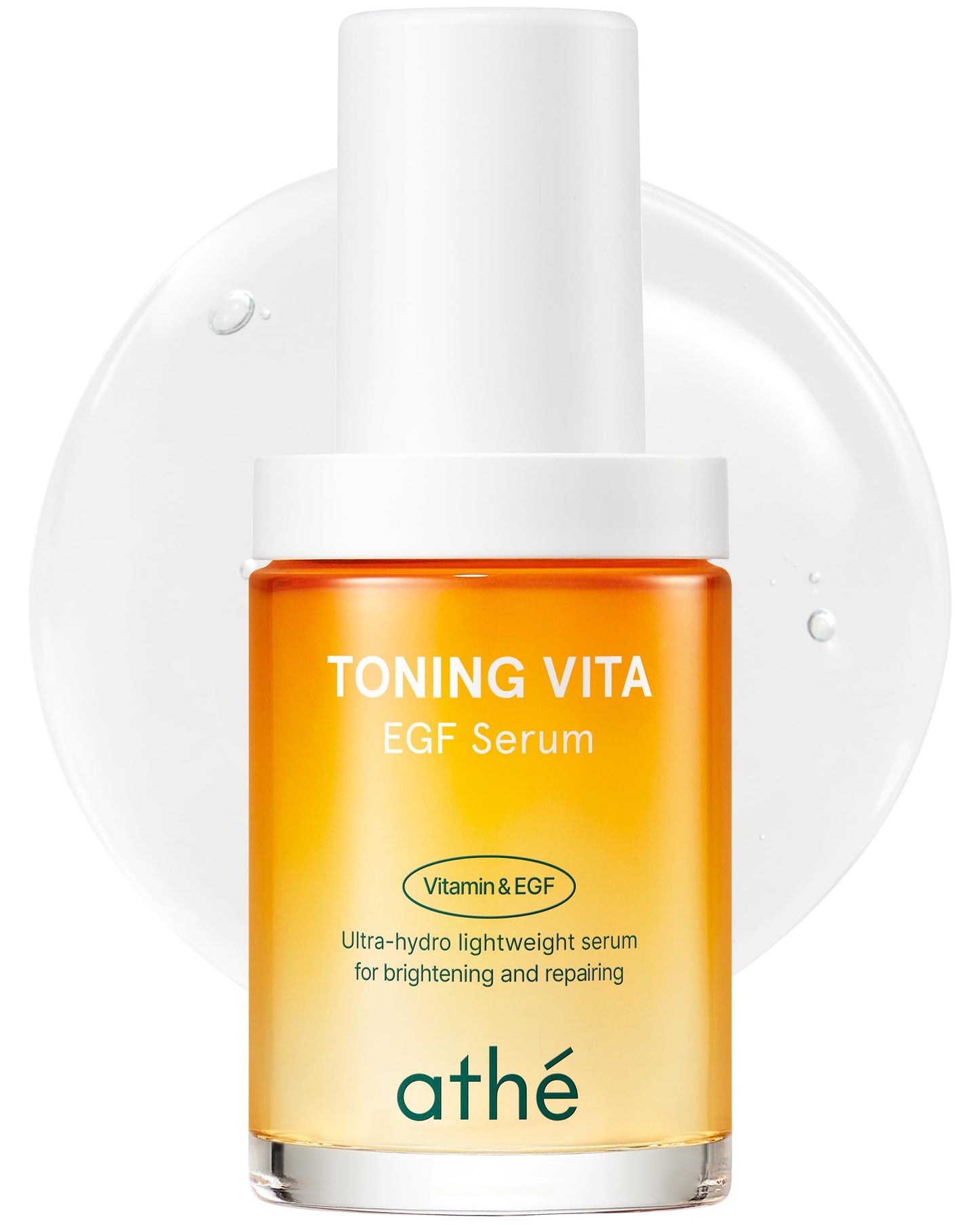 ATHE Toning Vita EGF Serum - Korean Skin Repairing Serum with Vitamin C - Hydrating & Soothing Hypoallergenic Ampoule for Day & Night Use, 1.01 fl.oz.