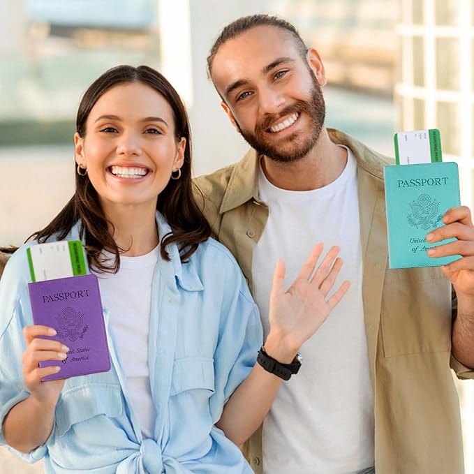 Cnycmy Passport Holder–Slim Travel Organizer for Passport, RFID Blocking,Boarding Pass, Credit Cards | Vegan Leather & Anti-Theft Design(Mint Green5)