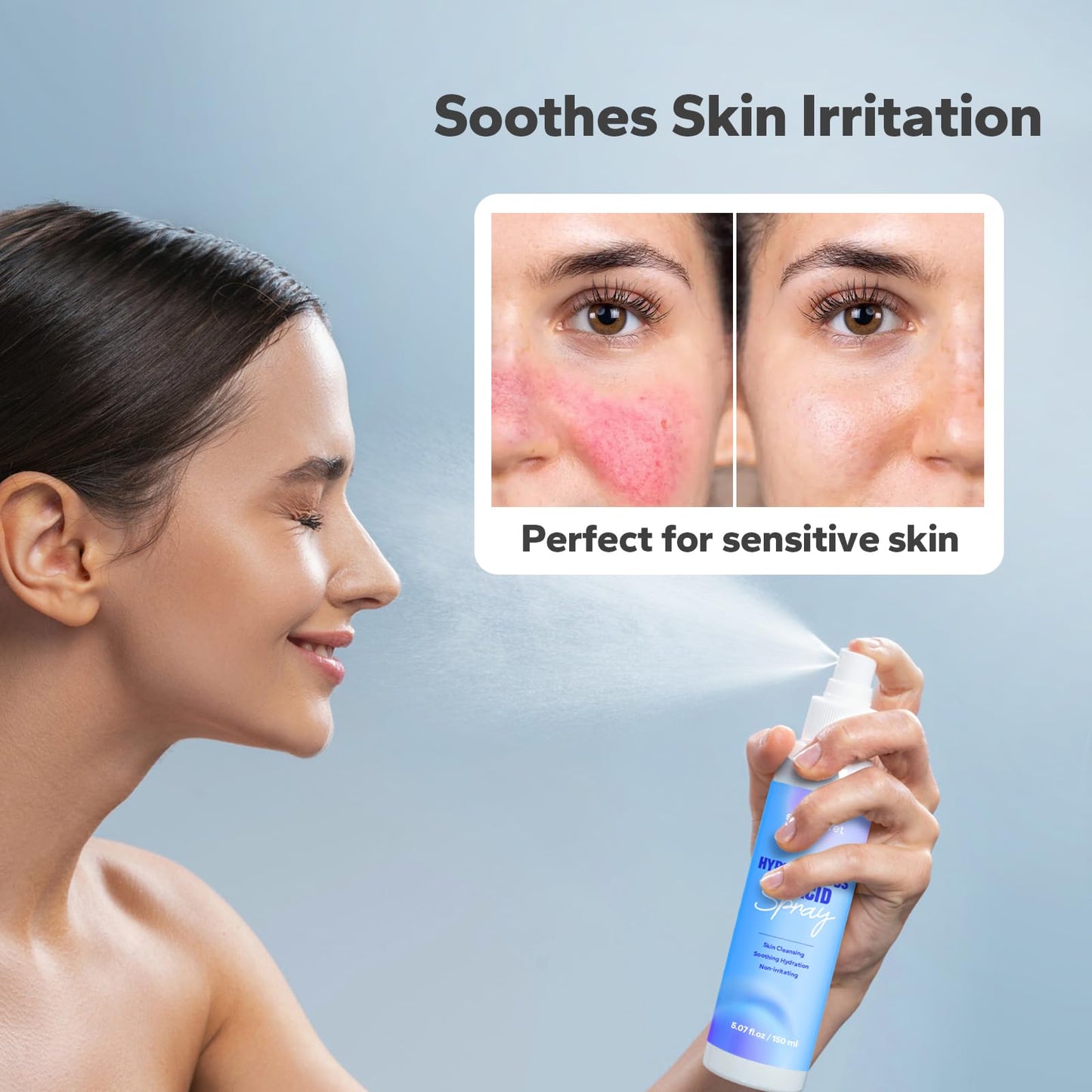 SilkySecret Hypochlorous Acid Spray (5 Fl Oz), Hypochlorous Acid Spray for Face & Body, Eyelid Cleanser, HOCl Facial Mist for Skin Cleansing & Soothing, Sensitive& Redness Reducing Skin Care