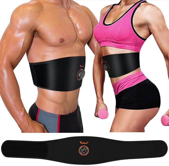 ABS Stimulator Muscle Toner Flex Fitness Belt for Waist Trimmers FDA Cleared AB Machine Abdominal Toning Ems (Black, One Size)