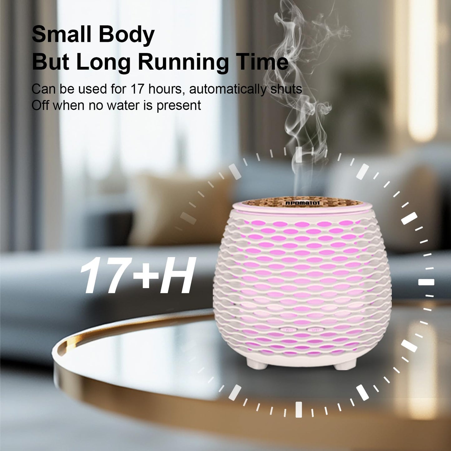 APOMATOT 2 Pack 140ml Small 25dB Quiet Working Essential Diffuser,Aromatherapy Diffusers Cool Mist Humidifier with USB 7 LED Light Color,Waterless Auto Shut-Off for Home Office Room