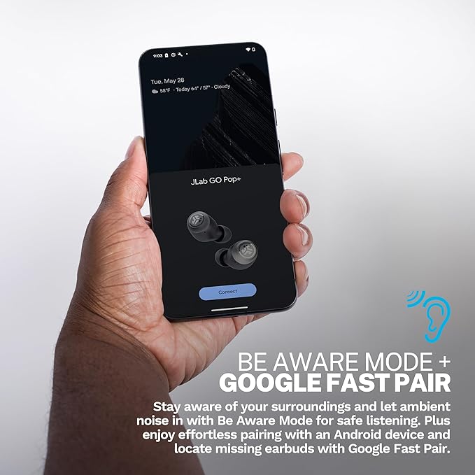 JLab Go Air Pop+ Tones True Wireless Earbuds, in Ear Headphones, Bluetooth Earphones, 35H Playtime Ear Buds, Bluetooth Earbuds with Microphone, USB-C Charging Case, Dual Connect, EQ3 Sound, (474 C)
