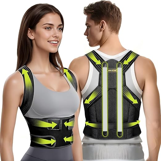 Back Brace Posture Corrector for Women & Men - Elastic Shoulder Straps, Full Back Support, Upper/Lower Pain Relief - Scoliosis, Hunchback