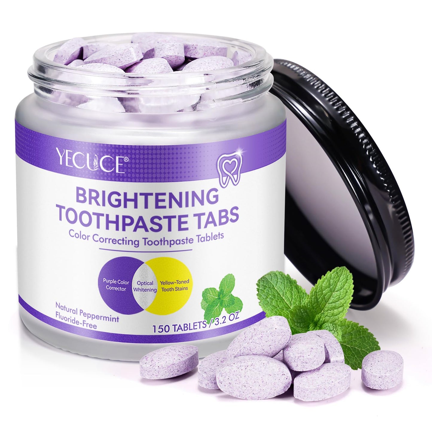 Toothpaste Tablets, Chewable Toothpaste Tablets for Fresh Breath, Natural Whitening Floride-Free and Remineralizing Tablets Tabs, Nano Hydroxyapatite Toothpaste, 150 Tablets