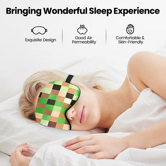 2 Pcs Sleep Mask for Kids Boys, Silk Eye Covers for Sleeping, Adjustable Strap & Light Blocking Design, Adult Children's Bedtime Blindfold for Travel and Home Use (My World)