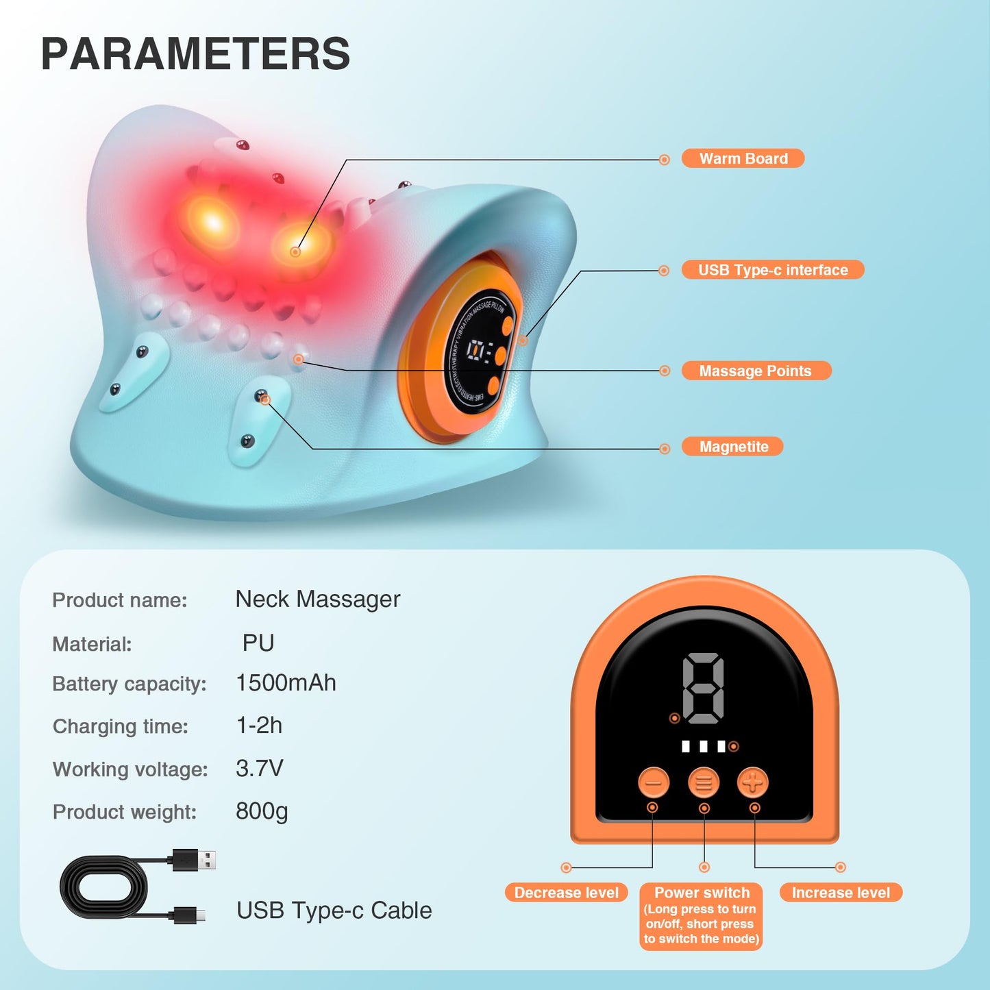 Neck Massager 2025, Neck and Shoulder Relaxer with Heat, 3 Modes, Portable Pillows for Pain Relief and Muscle Relax, 26° Angle Cervical Traction Device for Back, Shoulder