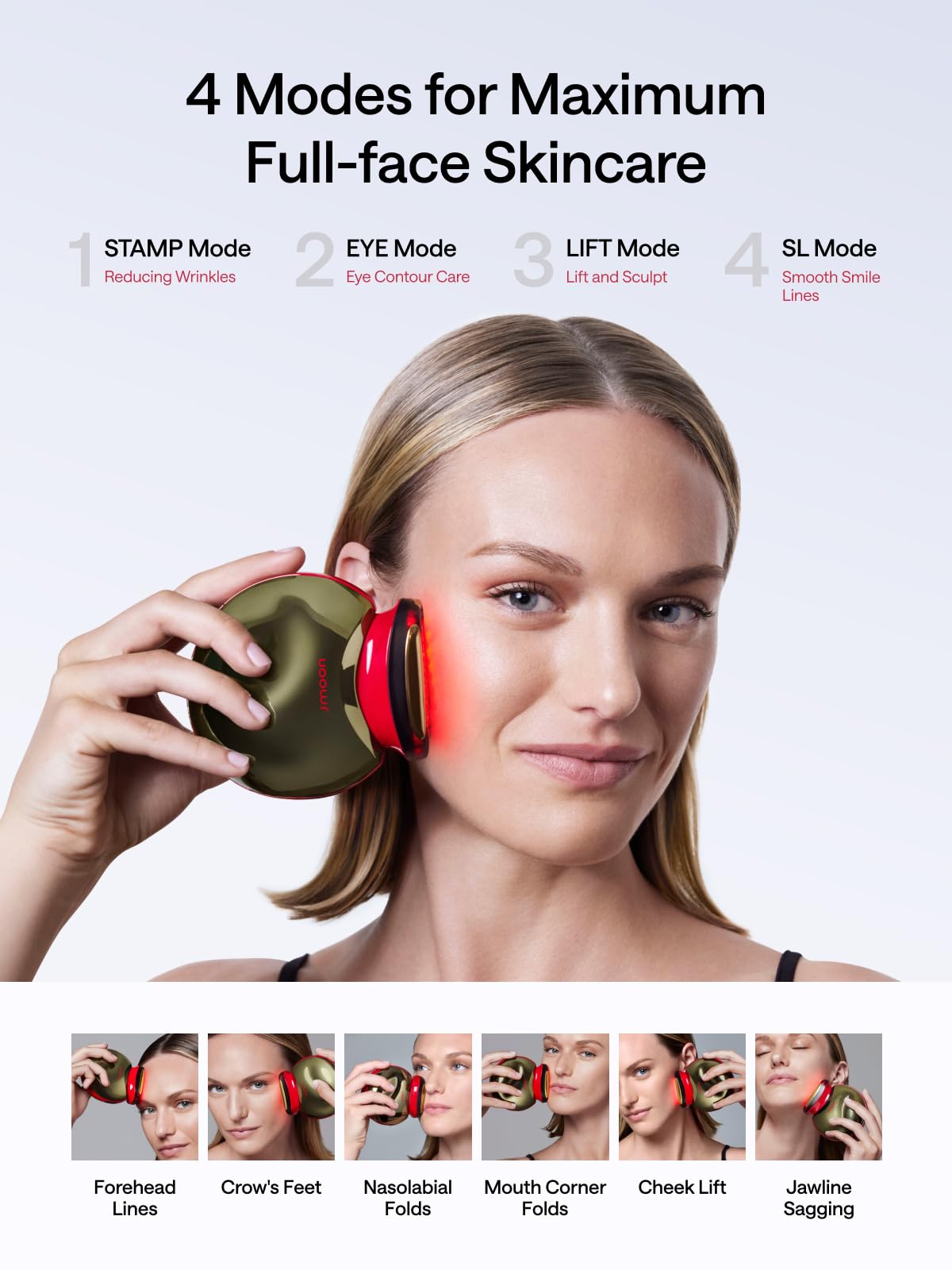 JMOON NouvelleSkin Facial Toning Device, FDA-Cleared Microcurrent Facial Device and Red Light Therapy for Face, 4 Modes & 5 Intensity Levels for Personalized Face Lift & Smoothing. M30U PR