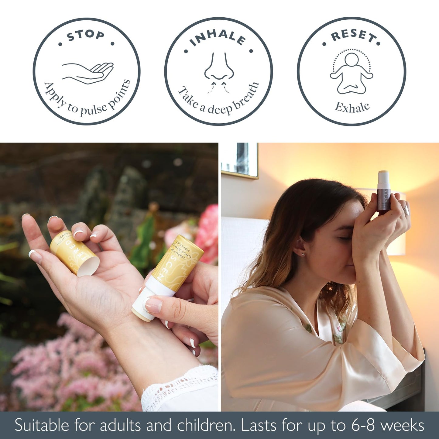 Scentered Aromatherapy Balm Stick Duo for Sleep Support & Mood Boost - Roll On Essential Oil Blends of Lemon Myrtle, Lavender, Ylang Ylang - Aromatherapy Gifts for Women - Sleep Well & Happy