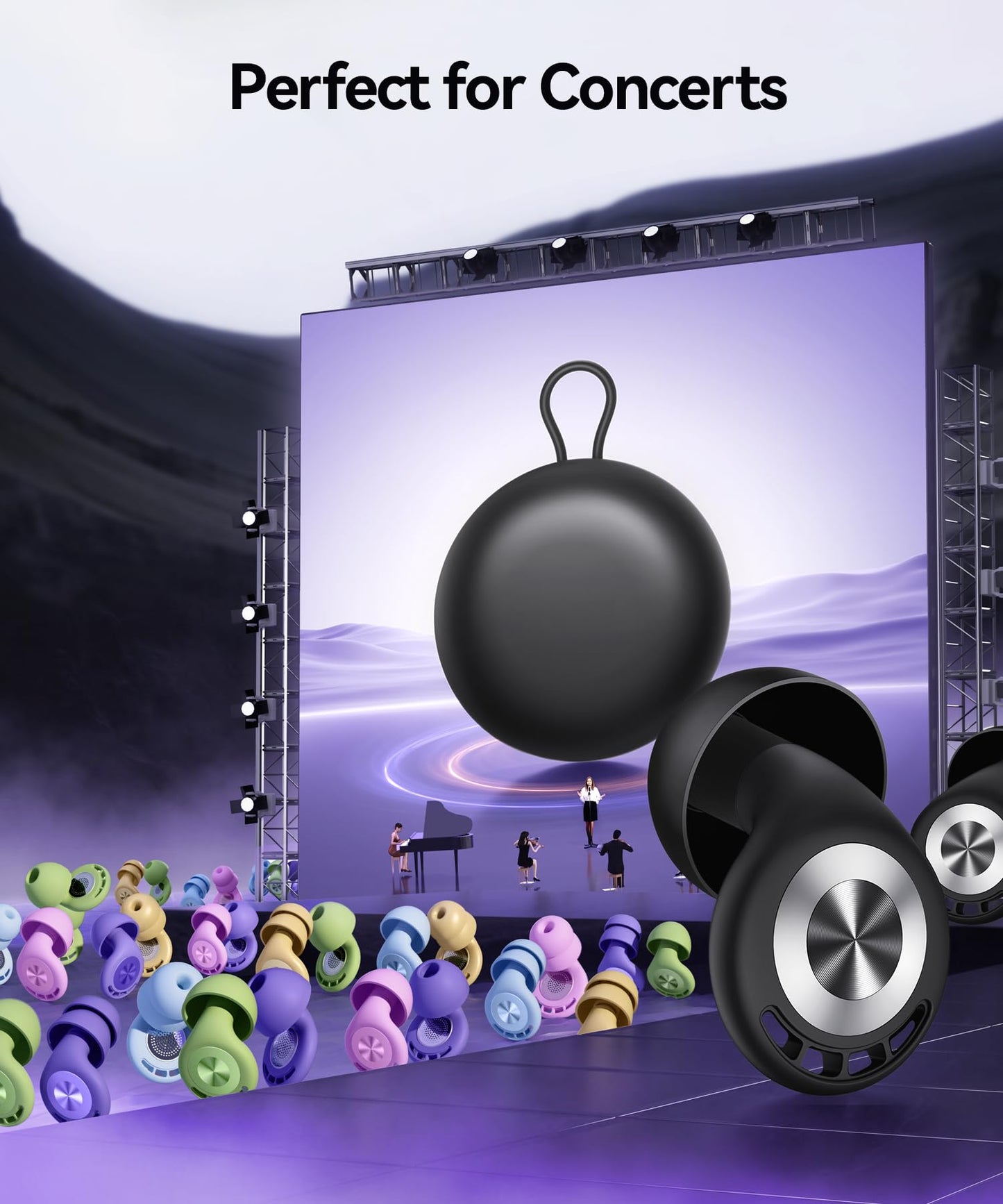 Ear Plugs for Sleeping Noise Cancelling 50dB Concert Earplugs for Noise Reduction Reusable Soft Silicone Ear Plugs for Snoring Shooting Motorcycle Airplanes Musicians with 7 Eartips Case Oil Black