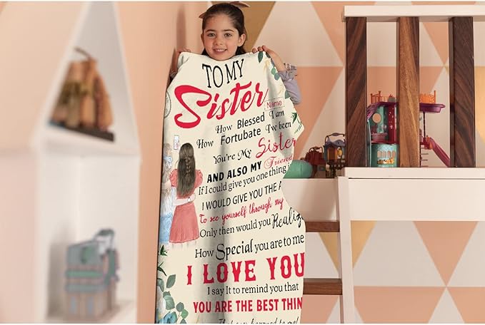 to My Sister Blanket Birthday Gift, Flower Floral Sister Christmas Blanket Gift, Ultral Soft Cozy Warm Flannel Fleece to My Bestie Blanket Suit for Sofa, Couch, Bed, Travel, Sofa 80"x60" L for Adults