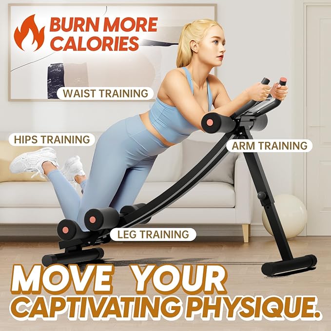 Abdominal Trainers, Adjustable AB Machine at Home or Gym for Core Strength Training, Ab Cruncher Foldable Fitness Gear for Men and Women Exercise &Workout