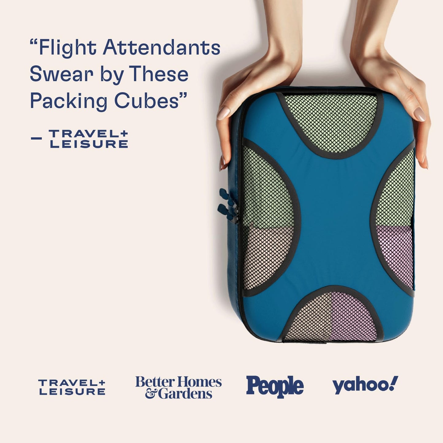 Shacke Premium 5 Packing Cubes Set - Lightweight Mesh Travel Luggage Organizers with Laundry Bag, 5-Piece Suitcase Storage System (Gentlemen's Blue)