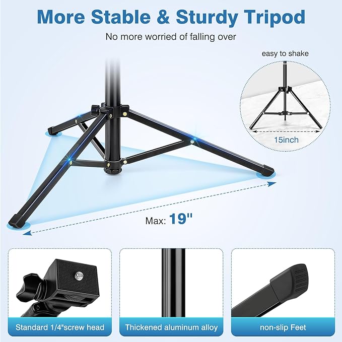 70" Phone Tripod with Remote & Holder, Portable Cell Phone Stand, Selfie Stick for Video Recording, Compatible with iPhone 14/13 Pro Max/Android/Camera