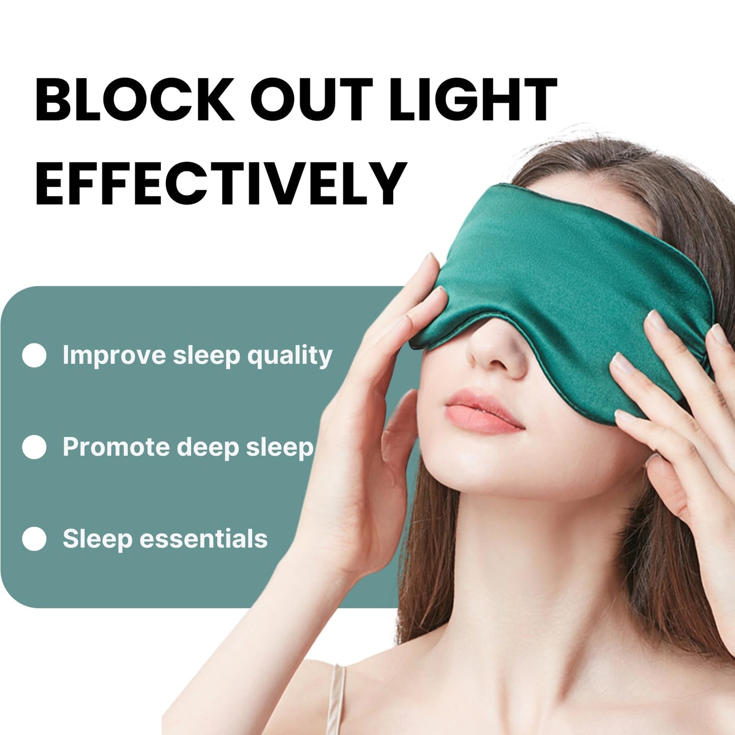 LCBD Silk Satin Sleeping Eye Mask, Dark Green Sleep Eye Mask Night Blindfold for Women and Men, Soft Breathable Blackout Eyeshade Eye Cover for Travel, Wedding Bridesmaid Gift