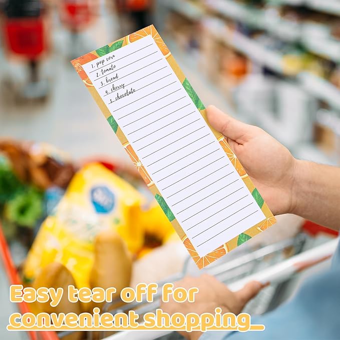 4 Pack Magnetic Note Pad for Fridge with Pen Holder, Totally 200 Sheets Grocery List Magnet Pad for Refrigerator Magnetic Shopping List Pad（Fruit Design）