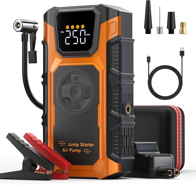Jump Starter with Air Compressor, 5000A Car Battery Charger Power Jump Box Start 12V Vehicles(Up to 8.5L Gas&7.0L Diesel Engines) Portable Car Booster Jumper Pack Combo150 PSI Tire Inflator