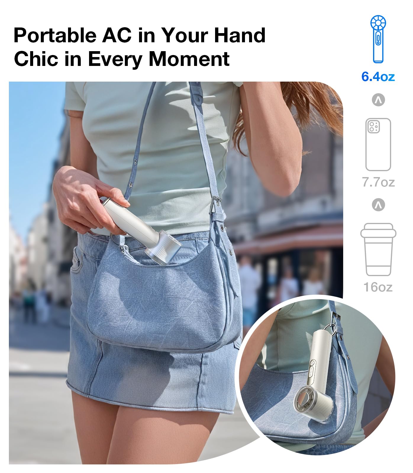 TORRAS COOLiFY iva Handheld Fan with Ice Cooler, [Chill by 50F], 0-100 Adjustable Speed, Super Mini Powerful Portable Fan 5000mAh Rechargeable, Hand Fans for Travel Essentials, Gifts for Women, Ivory