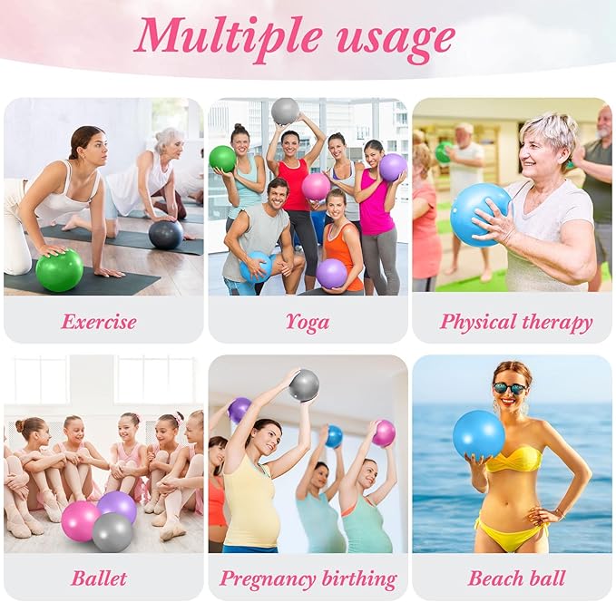 Aoriher 10 Pieces 9 Inch Exercise Pilates Ball Yoga Therapy Core Ball for Yoga Stability Barre Training Stretching Physical Posture Training Gym