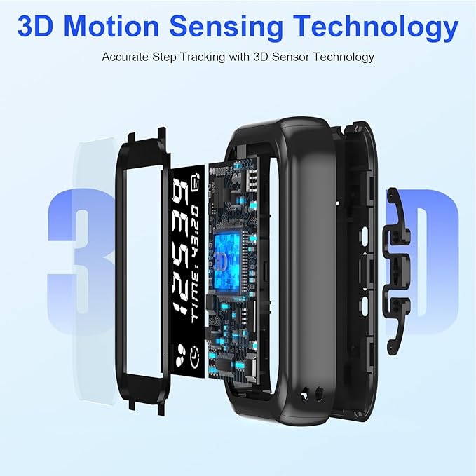 3D Pedometer Step Counter for Walking, Running & Fitness - Accurate Step & Calorie Tracker with LCD Display, Waist Clip & Armband, Rechargeable Battery - Track Daily Activity & Health Data