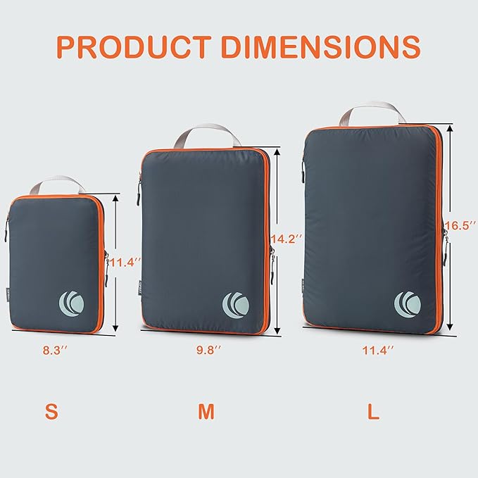 Cipway Compression Packing Cubes, Ultralight Luggage Organizer Bags, Travel Essentials for Carry on Suitcase (3 Piece,Gray)