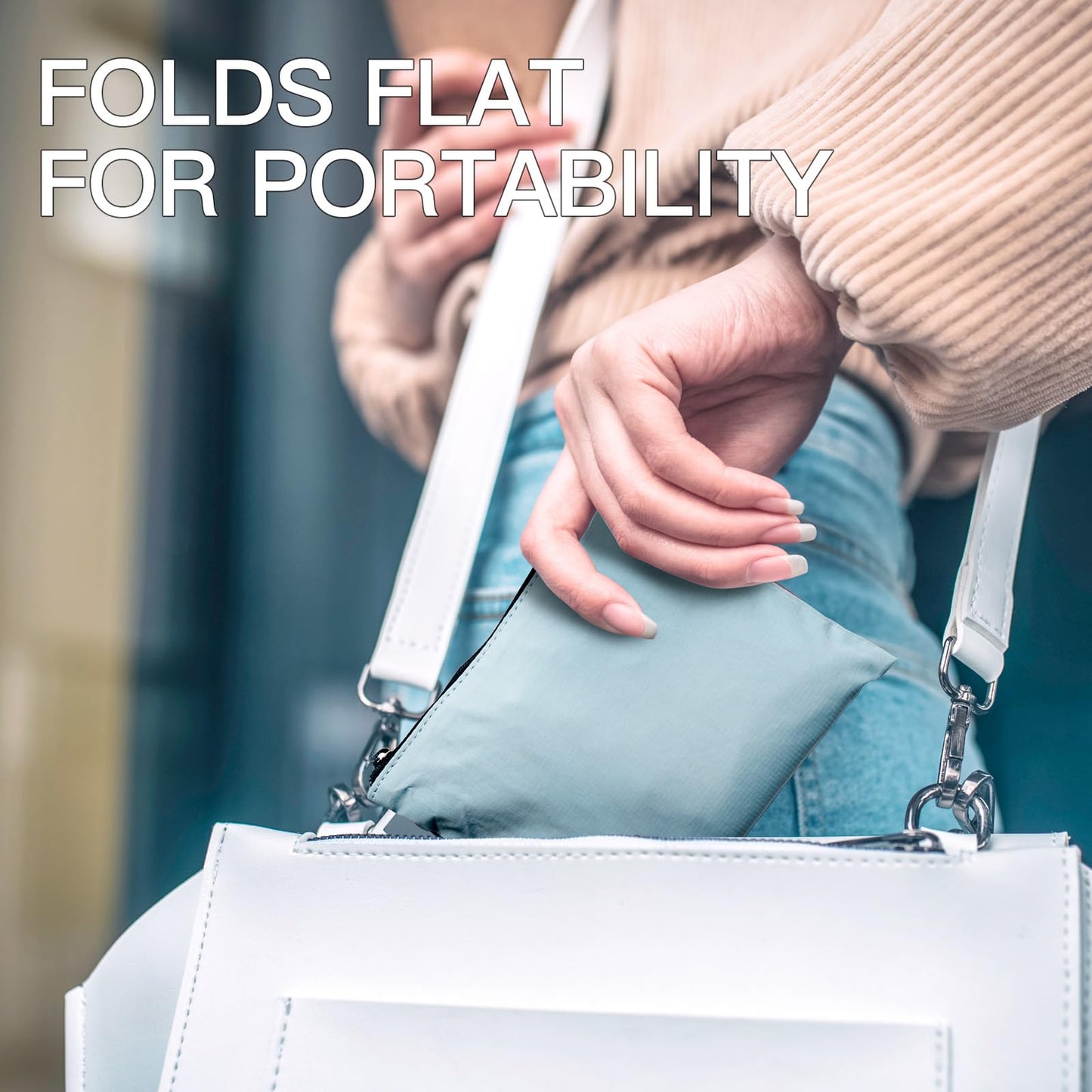 Fynarzel Lightweight Foldable Nylon Crossbody Bag, Stylish Compact Polyester Packable Totes, Simple Collapsible Handbag for Travel, Gym, Sports, Everyday Use - Gray