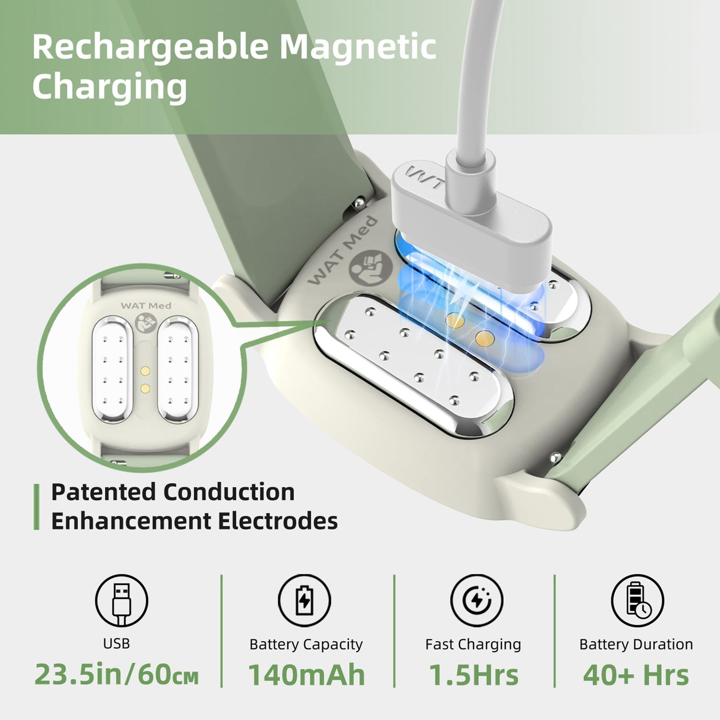 EmeTerm Explore FDA-Cleared Anti-Nausea Wristband IP67 Waterproof Morning Motion Travel Sickness Relief Classic Strap Design FSA/HSA Eligible (Mint Green-Extra 2pack Conductive Gel)
