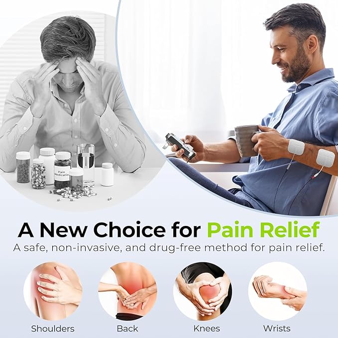 AUVON Rechargeable TENS Unit Muscle Stimulator, FSA HSA Eligible, Digital TENS Machine with 8 Customizable Modes, Electronic Massager for Sciatica, Shoulder & Back Pain Relief, 12 Pads, A Carry Case