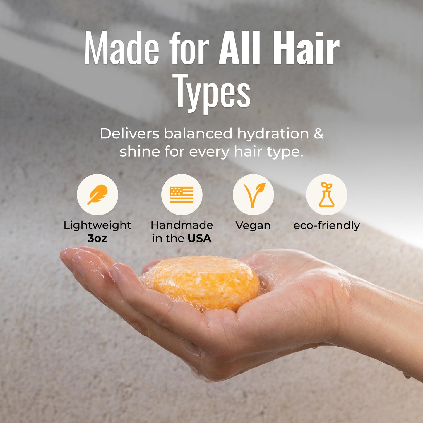 ZWS Essentials Sunshine Shampoo Bar, Vegan Solid Hair Cleanser with Mango, Orange, Pineapple, and Vanilla, for All Hair Types, Zero Waste, Travel-Friendly, Clean Beauty