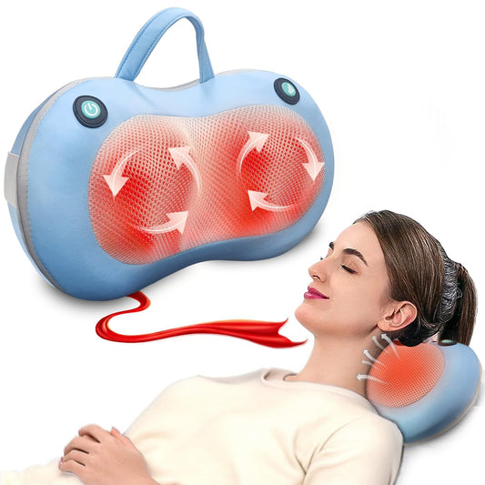White Elephant Gifts for Adults,Christmas Gifts for Women Men,Shiatsu Neck Back Massager for Pain Relief Deep Tissue,Back Massager Deep Tissue Kneading with Heat,3D Electric Pillow(Blue)
