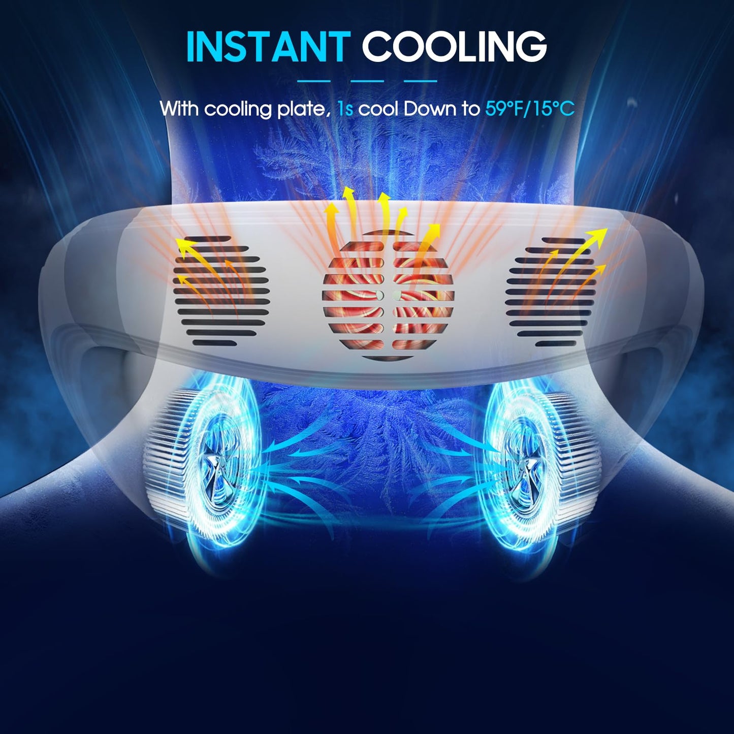 Neck Fan, Neck Air Conditioner Wearable Personal Fan with Cooling Plate, 5200mAh Large Battery, Ergonomic Design, White