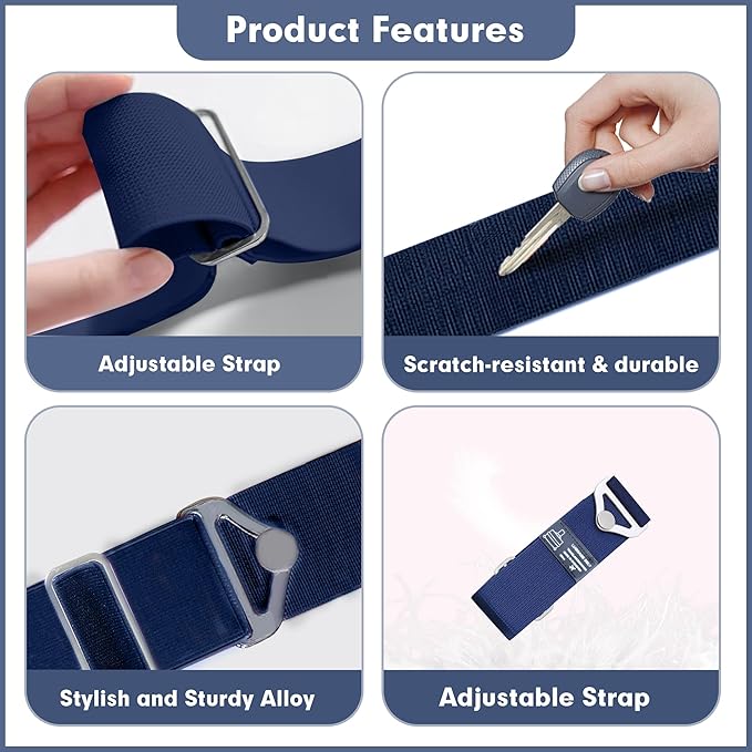 2-in-1 Travel Belt for Luggage Over Handle, Luggage Belt for Carry on Bag, Suitcase Straps, Add a Bag Bungees Luggage Straps Adjustable with Alloy Buckle,Hands-Free for Airport (Blue, 1 Pack)