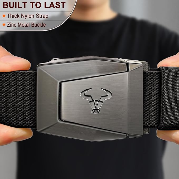 BULLIANT Men Belt 2 Pack,Nylon Web Holster Belt Stretch for Gift Men Outdoor Work Sports Hunting Hiking,Quick Release